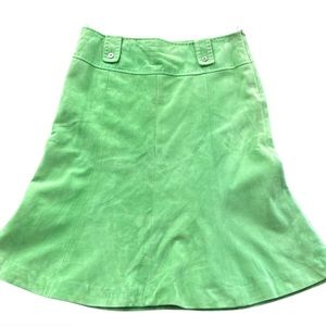 MaxMara - Lime Green Suede Belted Tie Skirt - 10